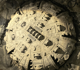 Tunnel boring machine head in action