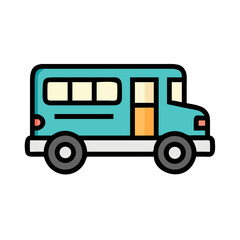 Cartoon School Bus Illustration Isolated on White Background