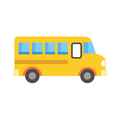 Flat school bus illustration on a White Background.