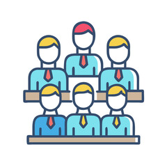 Illustration of group of business people sitting in audience