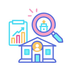 Property analytics icon showing data insights and investment opportunities