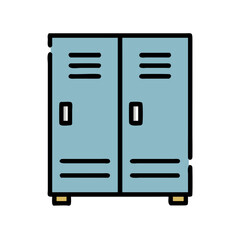 Cartoon-style Illustration of Two Blue Metal School Lockers