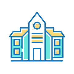 Colorful flat vector icon depicting education building architecture design