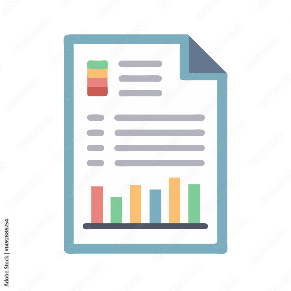 Poster business document with bar graph and data representation icon