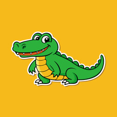 Naklejka premium cartoon, animal, vector, dinosaur, illustration, reptile, crocodile, dragon, lizard, green, fun, alligator, cute, frog, art, dino, nature, wildlife, character, baby, gecko, drawing, design, happy, fun