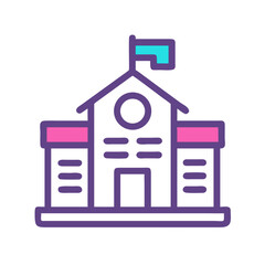 Modern school building icon on White Background illustration