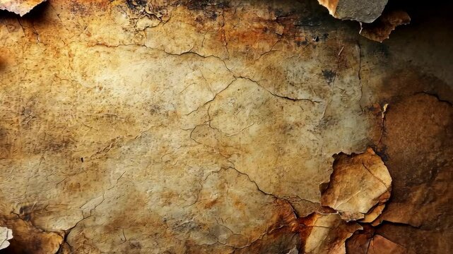 Aged, cracked paper texture with frayed edges;  brown and beige tones