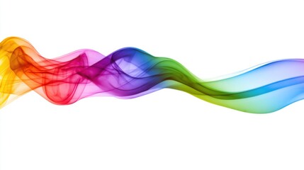 Colorful Smoke Stream Abstract Design on White Background Macro Shot of Flowing Rainbow Hues for Creative Projects and Artistic Visuals