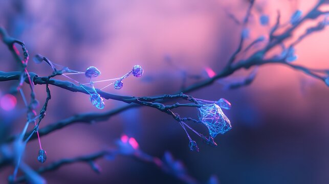 Glowing Branch & Neural Network Artwork