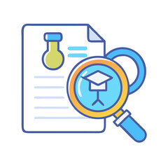 Job search education analysis with magnifying glass vector graphic