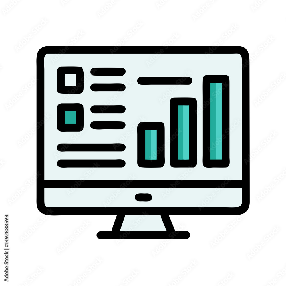Aufkleber computer monitor displaying data analytics and graph information