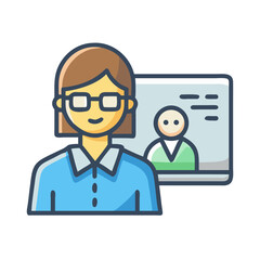 Online meeting avatar flat style design with White Background