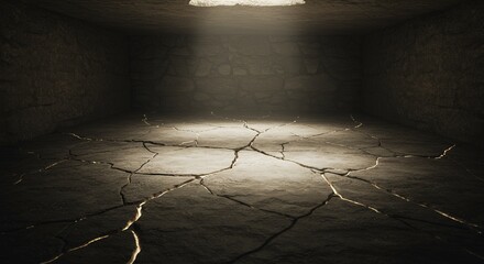 Cracked Stone Floor with Light Beam