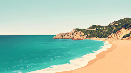 Fototapeta premium The calm turquoise waters of the Spanish Costa Brava on a sunny day 