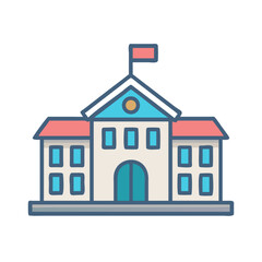 Vector illustration of a colorful school building on White