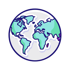 Stylized Earth globe illustration with continents and ocean shapes