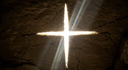 Stone cross with light rays