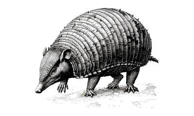 Vintage Armadillo Drawing, Black Sketch Effect, Hand-drawn Engraving Style, Antique Animal Illustration, Rustic Wildlife Decor, Nature Art, Trendy Vintage Wildlife Print