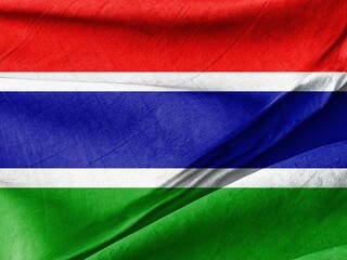 Waved Textured A close up of a flag of the gambia with a very large red white and green stripe Symbolizing National Identity and Unity