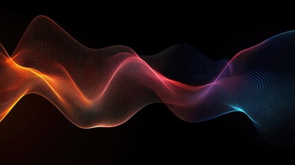 Fototapeta premium Abstract wave of glowing particles on a black background