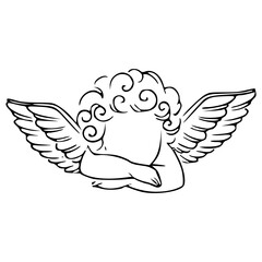cute cherub line art