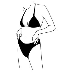 headless woman in bikini sketch