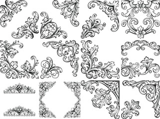 ornate vintage floral black and white design