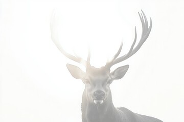 Majestic deer with large antlers, silhouetted against a bright background.