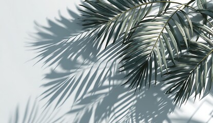 Elegant Palm Fronds and Shadows on a Light Gray Background