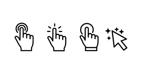 Obraz premium Collection of black and white cursor and hand icons in various styles on a white background design set