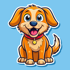 Obraz premium dog, cartoon, animal, puppy, pet, illustration, vector, cute, brown, funny, fun, happy, canine, isolated, art, drawing, character, mammal, cat, baby, cheerful, smile