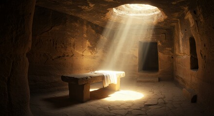 Tomb with Light Shaft and Stone Bench