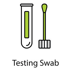 Testing Swab Vector Icon For Medical Use