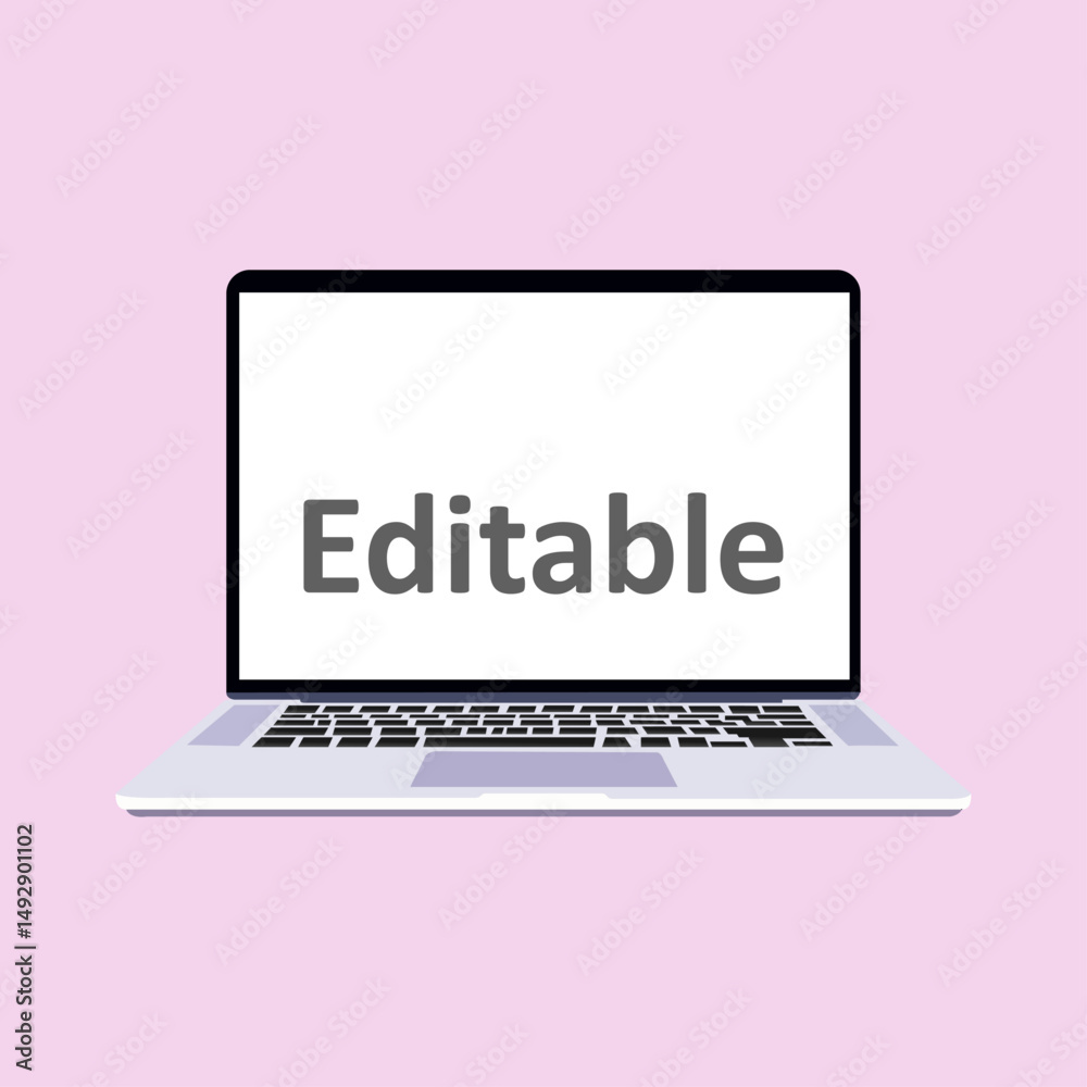 Fototapete Editable Laptop Screen Mockup Modern Design Template Clean Minimalist Digital Technology Device Interface Web Application Easy to Use Simple Flat Illustration Vector Graphic       