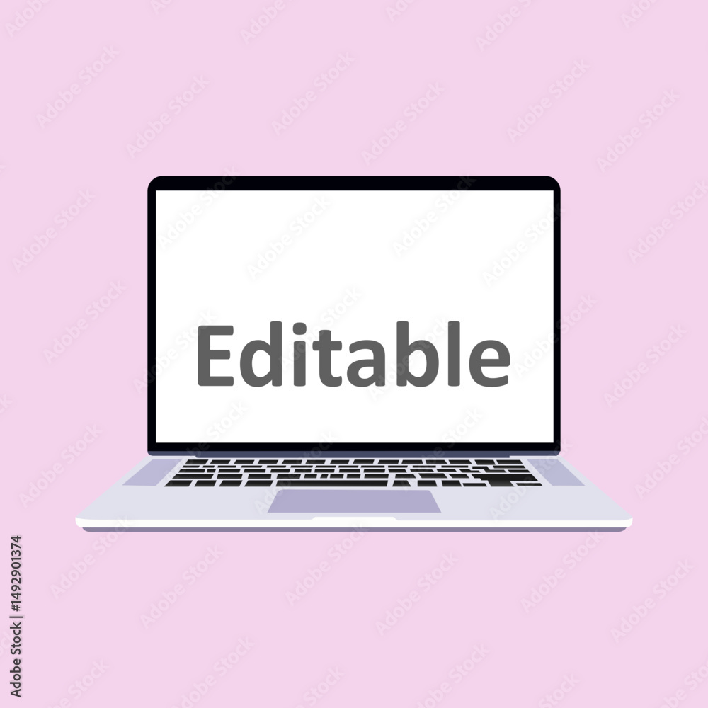 Fototapete Editable Laptop Screen Mockup Modern Design Template Clean Minimalist Digital Technology Device Interface Web Application Easy to Use Simple Flat Illustration Vector Graphic       