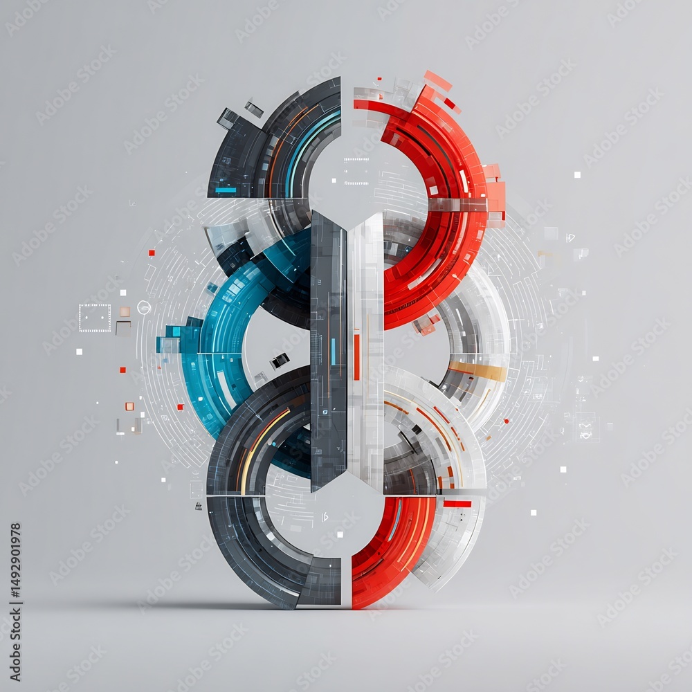 Poster complex circular futuristic technology structure with data visualization elements