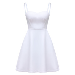 Elegant White Dress with Spaghetti Straps for Summer Occasions and Events, isolated on transparent background.