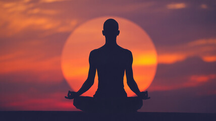 Silhouette of a person sitting in Lotus Pose
