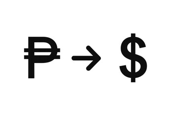 Fototapeta premium Currency exchange visualization, philippine peso and us dollar rates displayed on transparent surface with clean design for financial graphics
