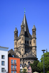 Obraz premium Close-up of the Great St. Martin Church in Cologne, Germany