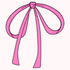 Doodle gift ribbon. Hand drawn bow. Isolated vector illustration.