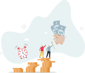 Pension fund and deposited finances for elderly times.Financial plan with income part deposit for senior retirement. character life .