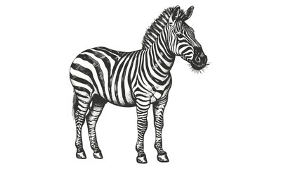Rustic Zebra Sketch, Old Engraving Style Animal Illustration, Safari Mammal Line Art, Hand-drawn Wildlife Etching, Monochrome Nature Print, vintage style, African wildlife decor