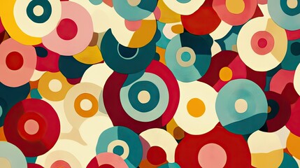 Fototapeta premium Abstract art featuring overlapping colorful circles in varying sizes and shades