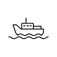 Obraz premium Line drawing of a rescue boat sailing on water waves 