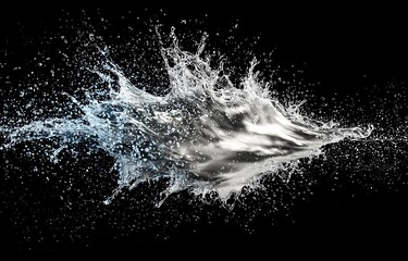 Water Splash with Dynamic Motion on Black Background Captured in High Definition and Detail