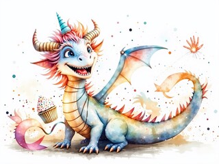 Fototapeta premium Happy Dragon Storybook Illustration
