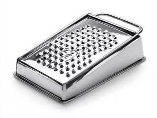 Sleek stainless steel grater, perfect for culinary creations.  Its angled design offers ergonomic comfort.