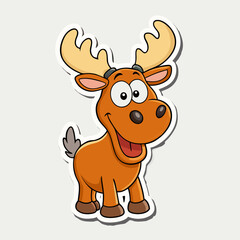 cartoon, animal, vector, christmas, reindeer, deer, illustration, cow, farm, cute, dog, funny, mammal, winter, isolated, bull, fun, brown, art, elk, moose, drawing, character, happy, xmas
