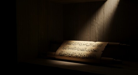 Arabic Scroll on Shelf